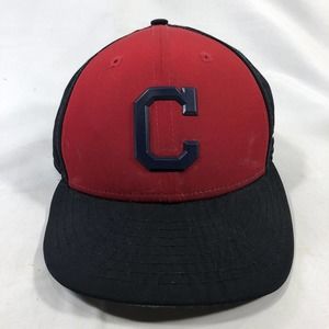 Cleveland Indians New Era 59fifty Hat Cap Fitted 7 1/4 Red Navy Blue Baseball